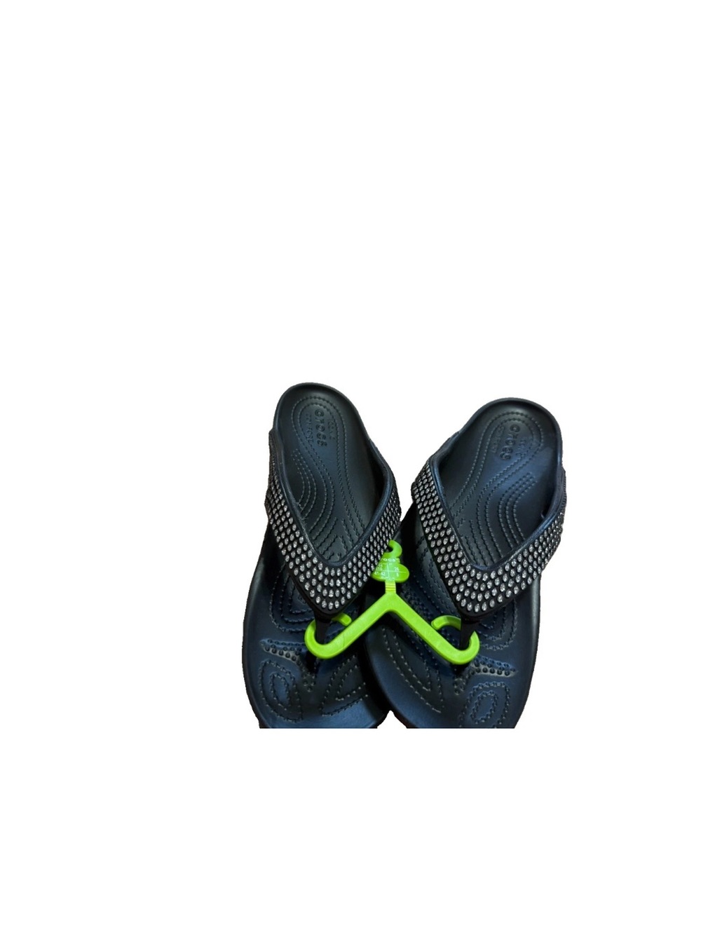 Crocs Kadee II Jewels Flip Flops Women's Size 10 Black New With Tags